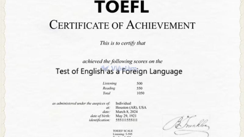 Chứng chỉ TOEFL