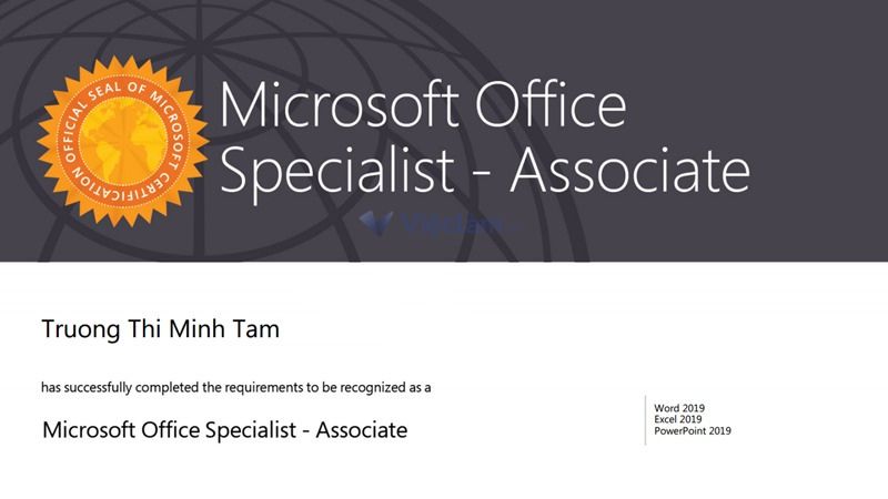 Chứng chỉ tin học MOS độc quyền Microsoft