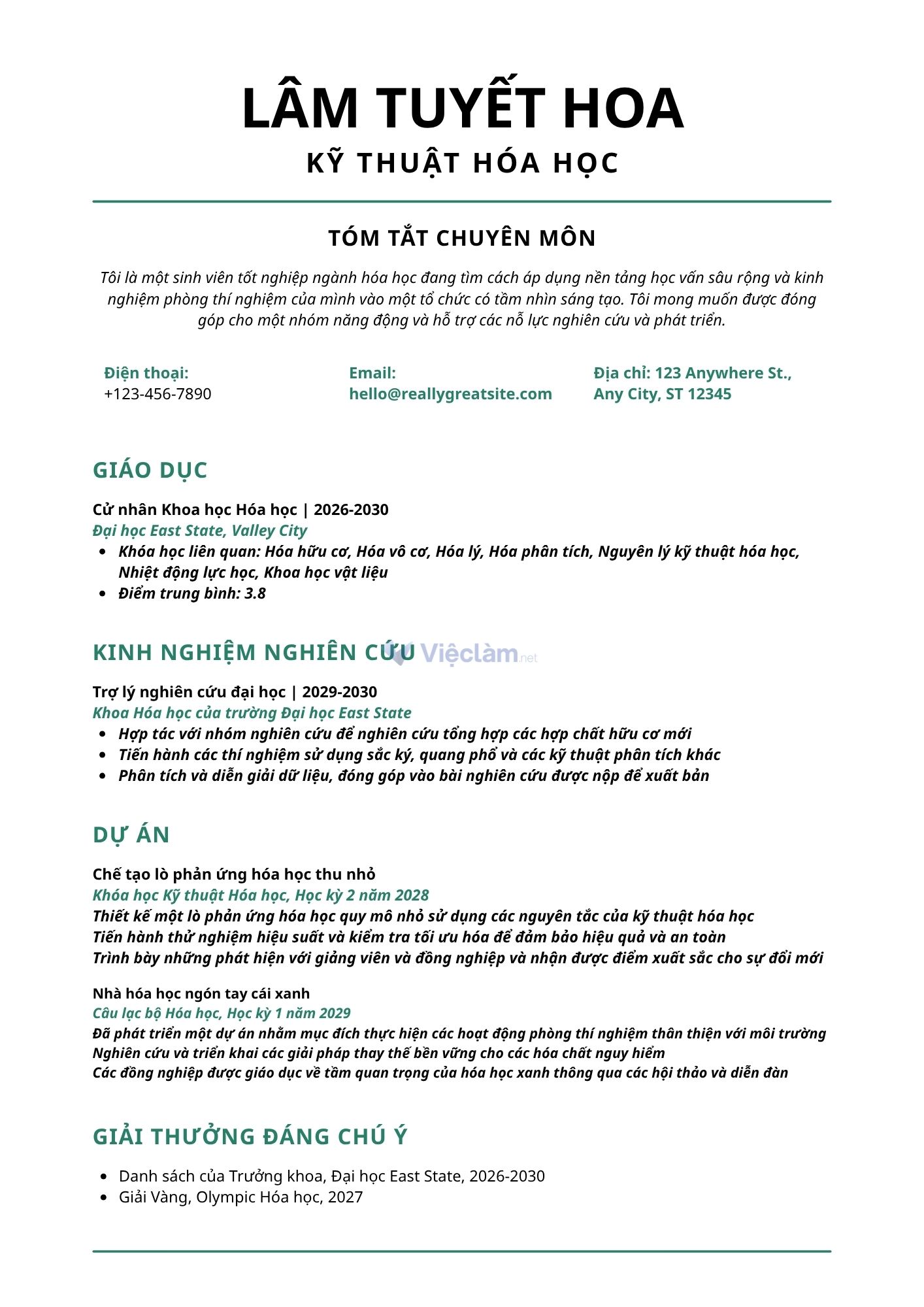 Mẫu CV tối giản, chuyên nghiệp
