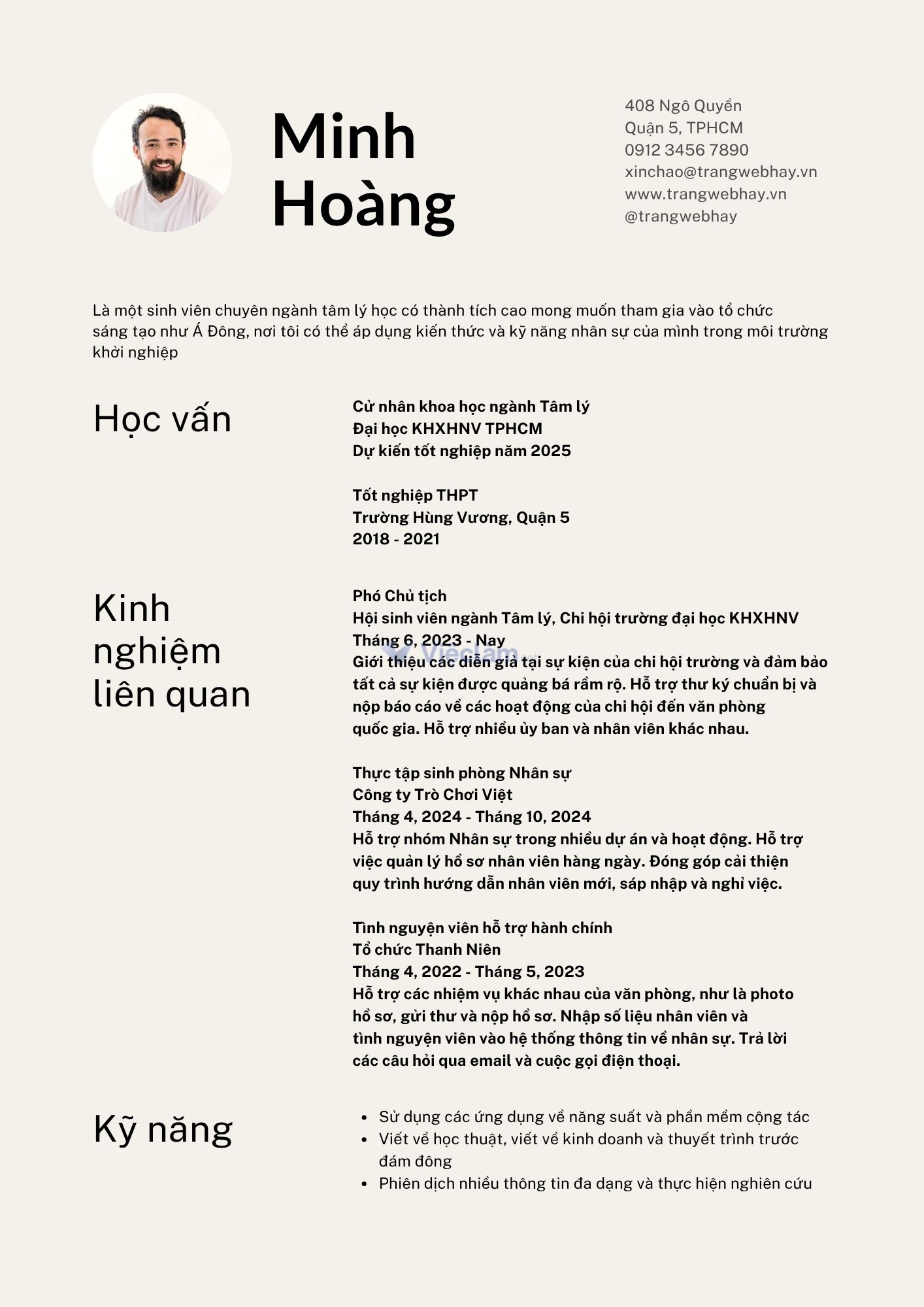 Mẫu CV thanh lịch, hiện đại