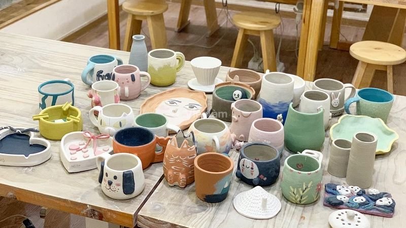 Những sản phẩm được làm từ khách hàng tham gia workshop tại Meow Pottery