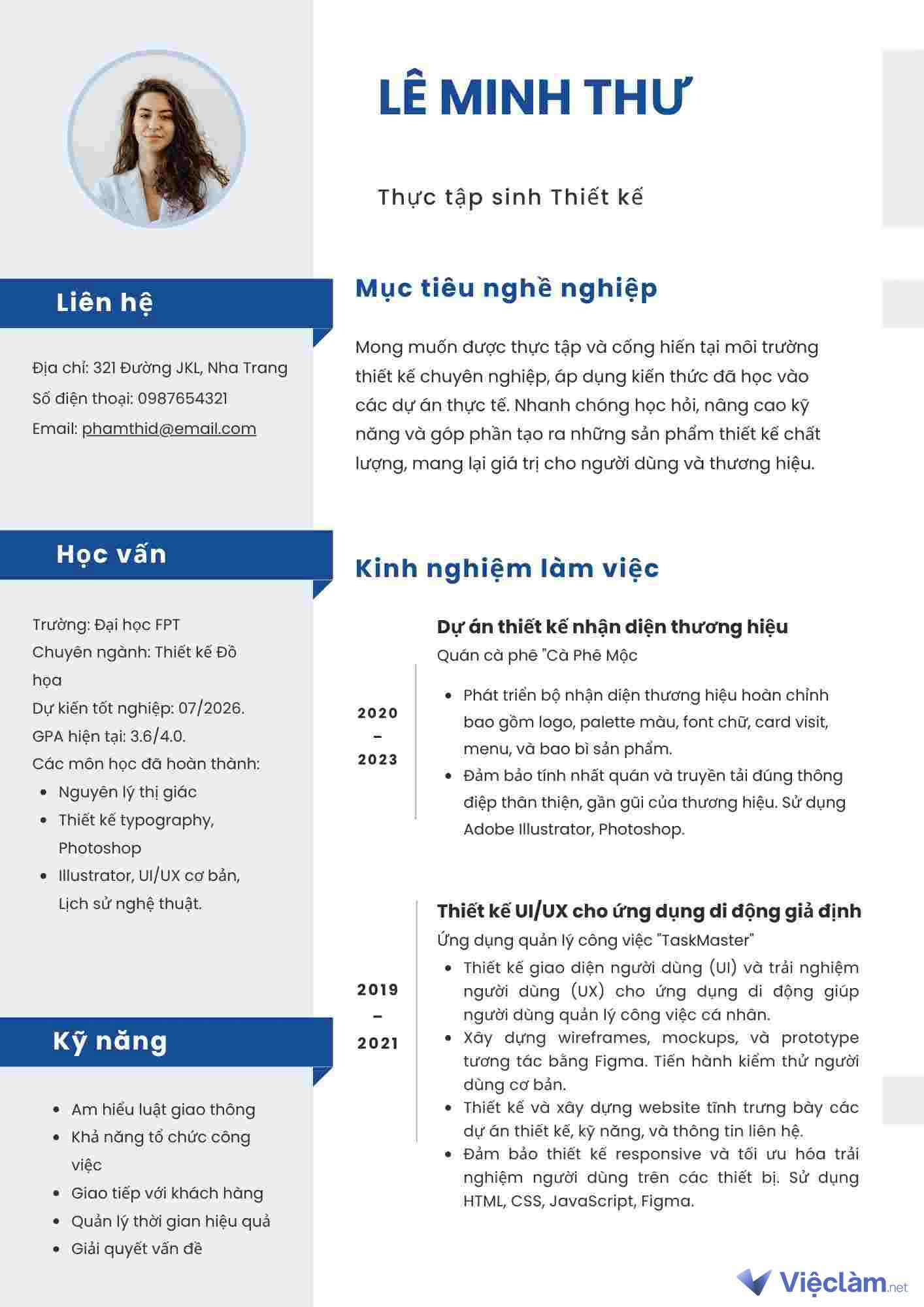 Mẫu cho người chưa hoàn tất chương trình học