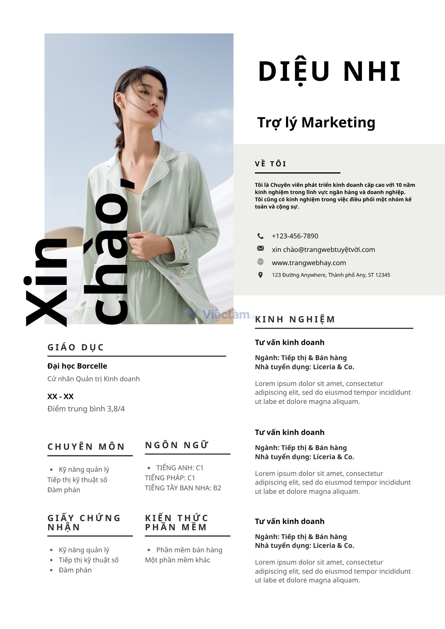 Mẫu CV sinh viên năm nhất ngành Marketing