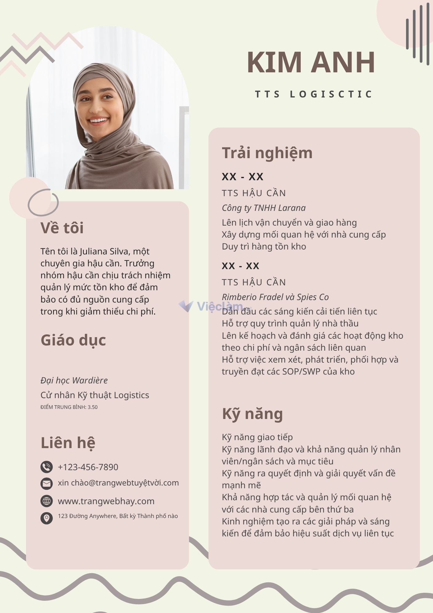 Mẫu CV sinh viên năm nhất ngành Logistics
