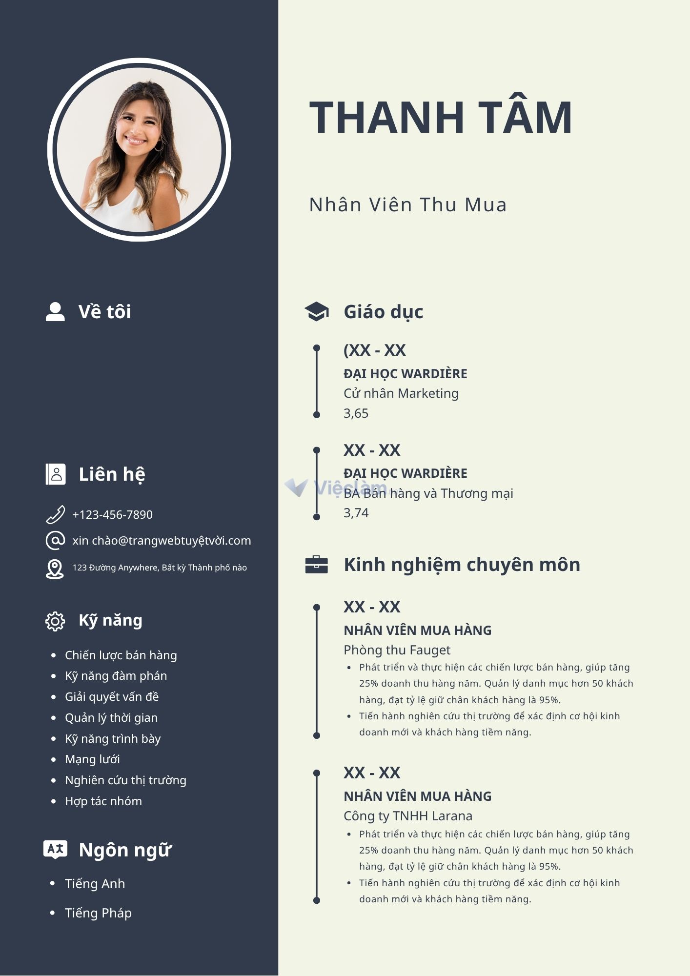 Mẫu CV sinh viên năm nhất ngành Thu mua/Mua hàng