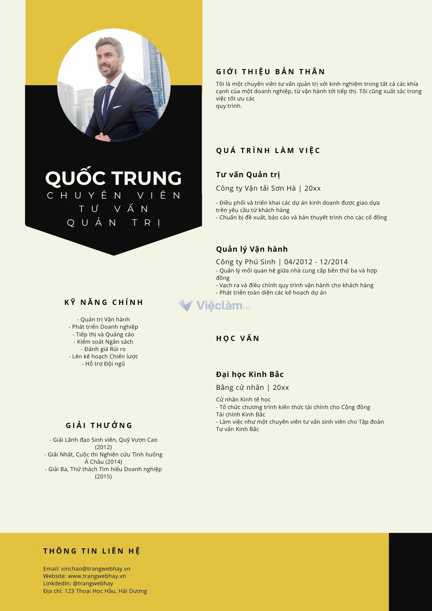 Mẫu CV sinh viên năm nhất ngành Kinh doanh