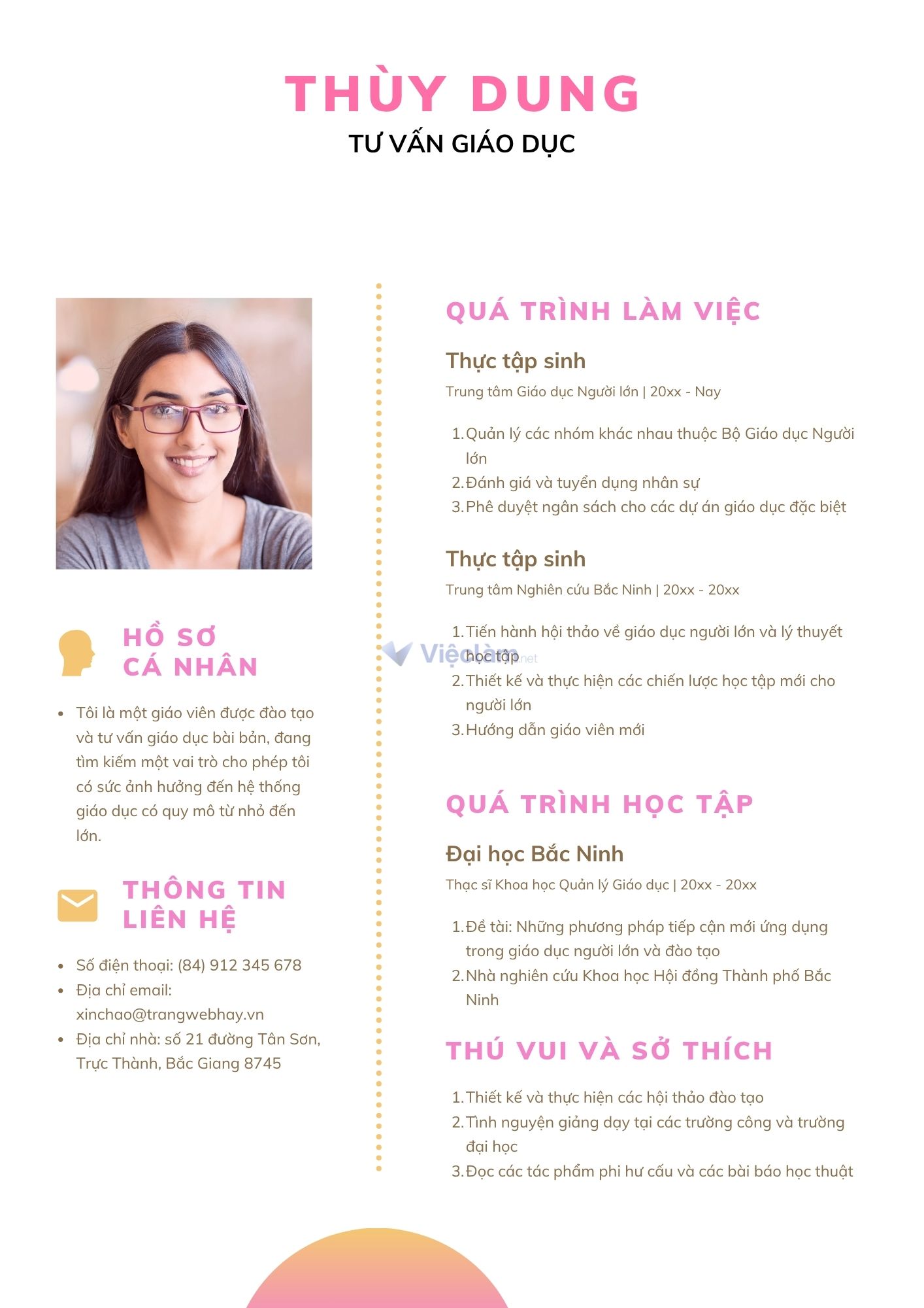 Mẫu CV sinh viên năm nhất ngành Tư vấn