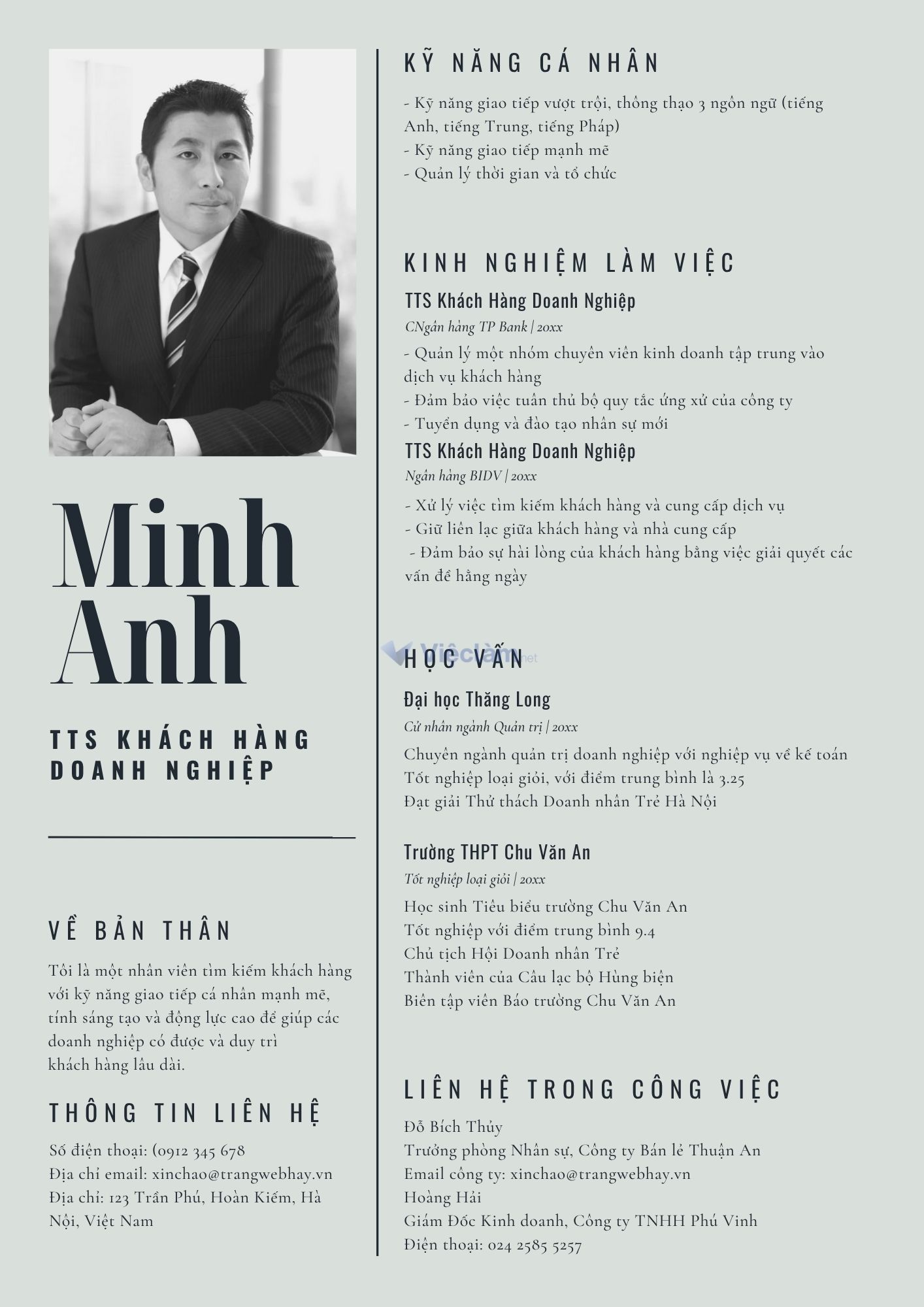 Mẫu CV sinh viên năm nhất ngành Ngân hàng