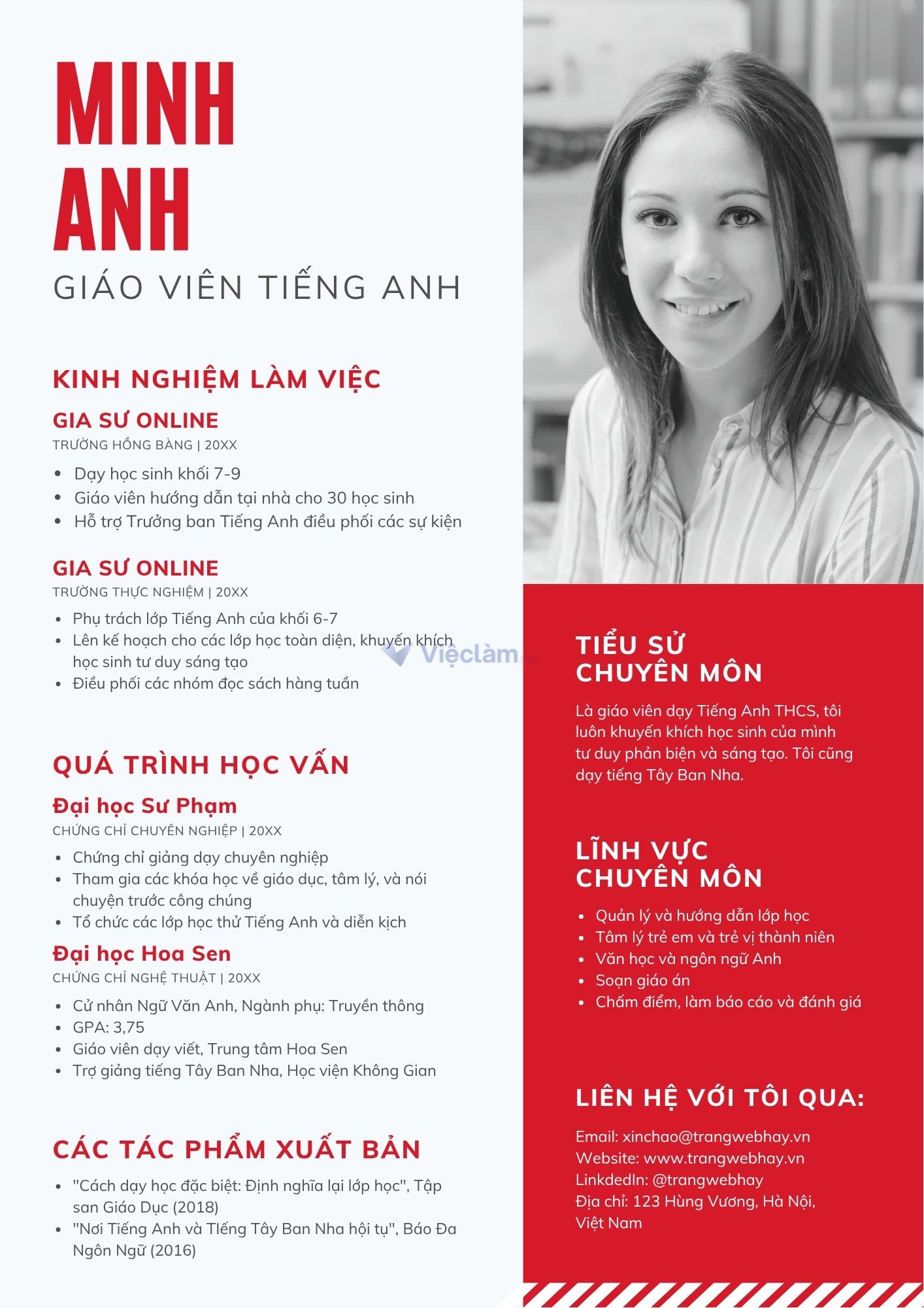 Mẫu CV sinh viên năm nhất ngành Giáo dục