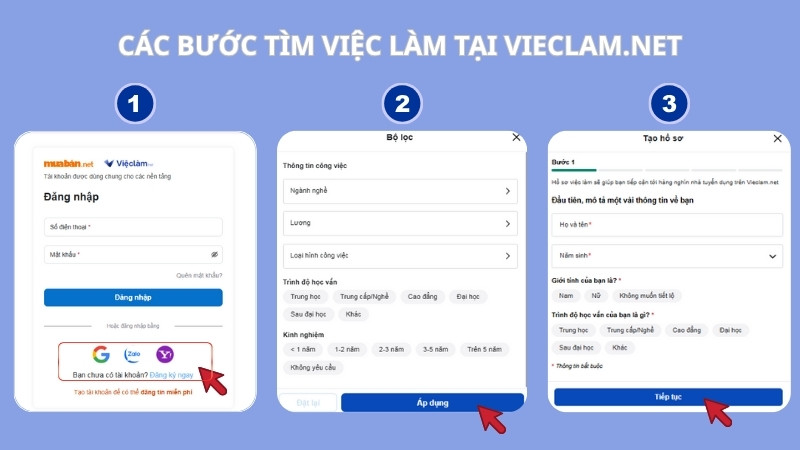 Hướng dẫn tìm việc làm trên vieclam.net