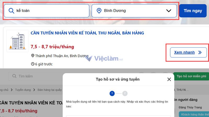 Tìm việc làm tại Bình Dương trên website Vieclam.net