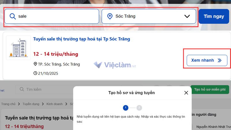 Tìm việc làm tại sóc trăng trên website Vieclam.net