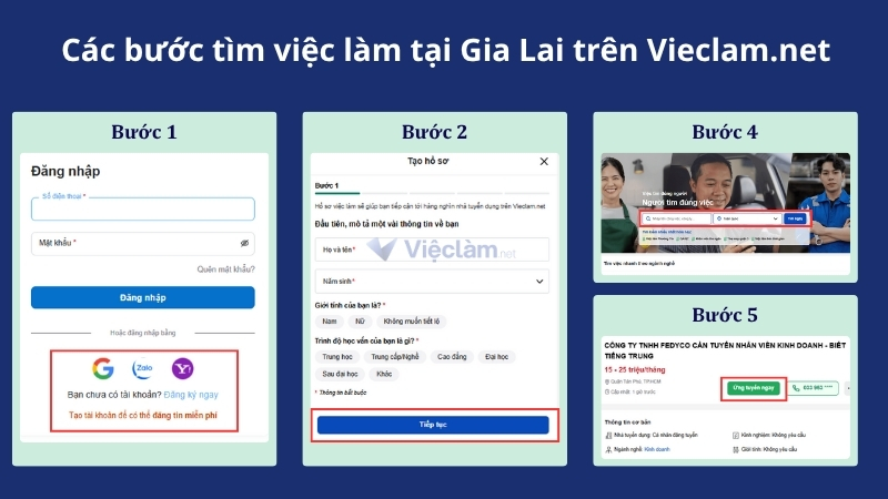 Hướng dẫn các bước tìm việc trên Vieclam.net 