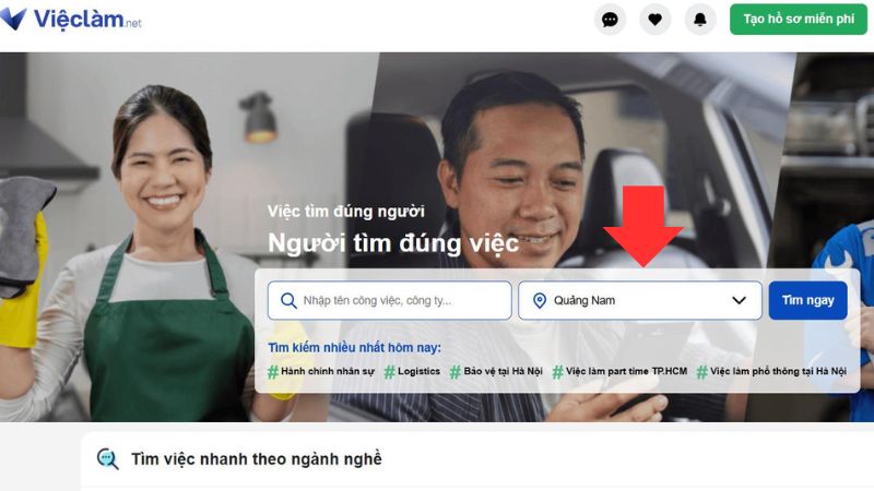 Chọn vị trí tìm việc là Quảng Nam