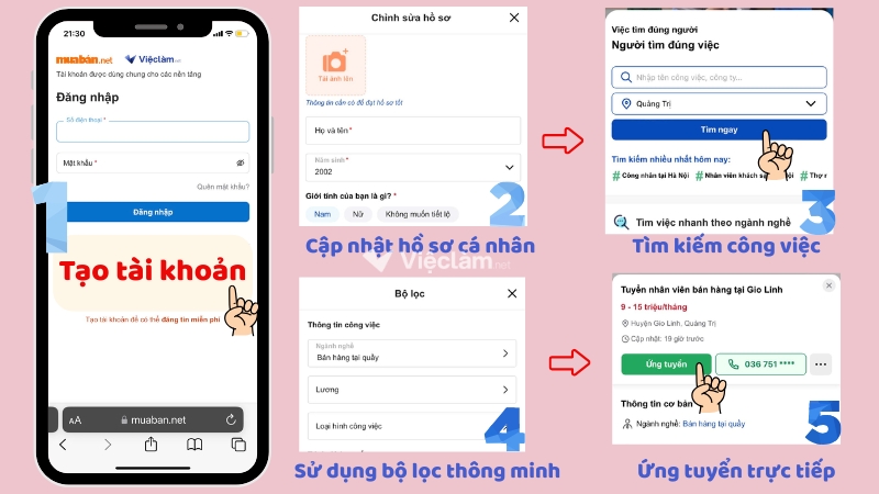Hướng dẫn tìm việc làm trên Vieclam.net