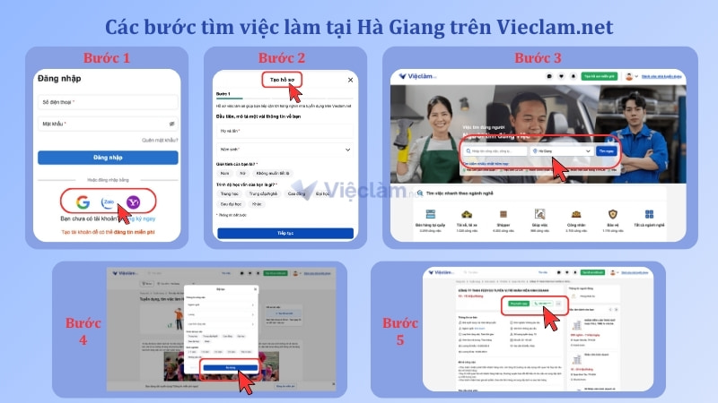 Hướng dẫn các bước tìm việc làm tại Hà Giang trên Vieclam.net