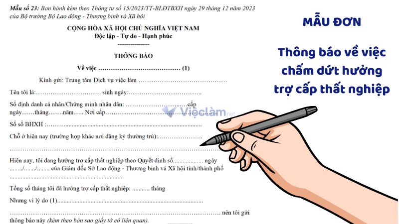 Mẫu đơn Thông báo về việc chấm dứt hưởng trợ cấp thất nghiệp