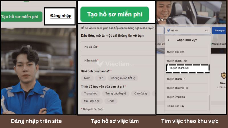 Các bước tìm việc trên Vieclam.net 