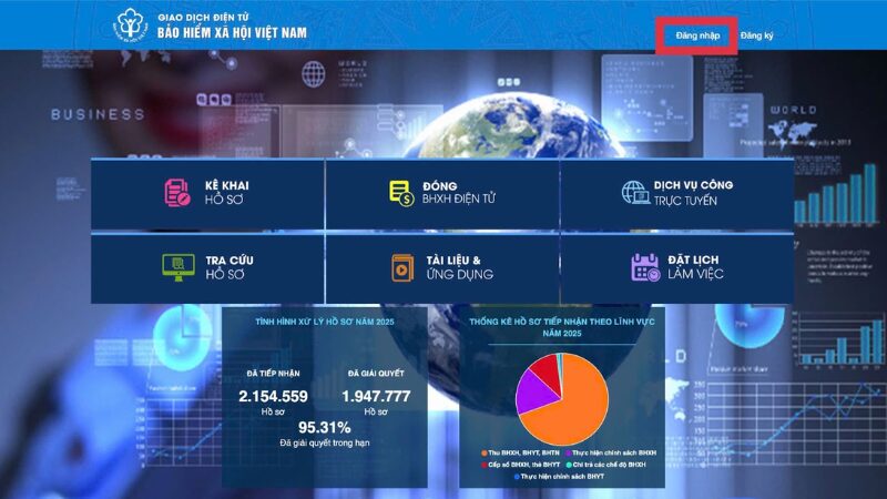 Giao diện Cổng giao dịch điện tử BHXH Việt Nam (Nguồn: Công ty bảo hiểm OPES)