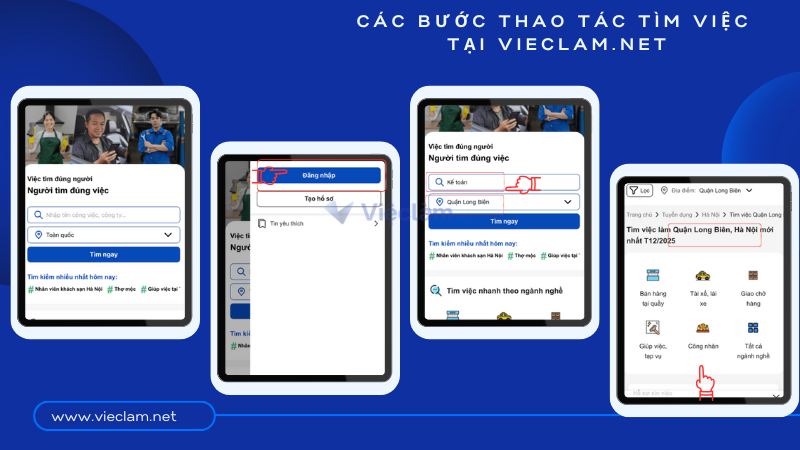 Các bước tìm việc tại Long Biên (Hà Nội) trên Vieclam.net