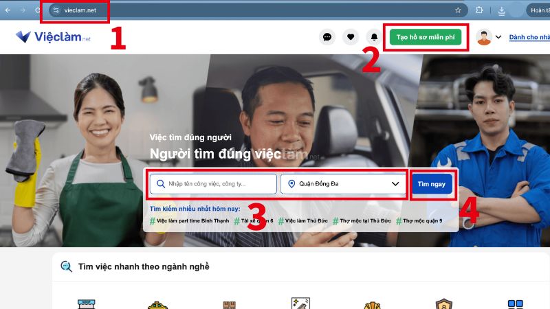 Cách tìm việc làm quận Đống Đa nhanh chóng trên Vieclam.net