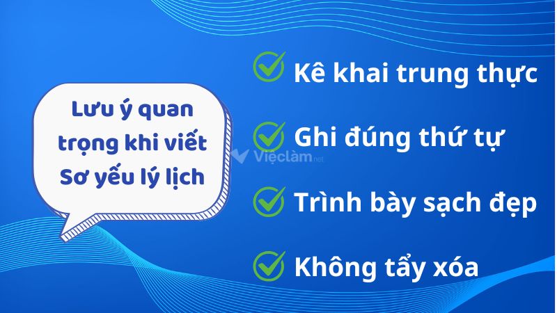 Lưu ý quan trọng khi viết Sơ yếu lý lịch