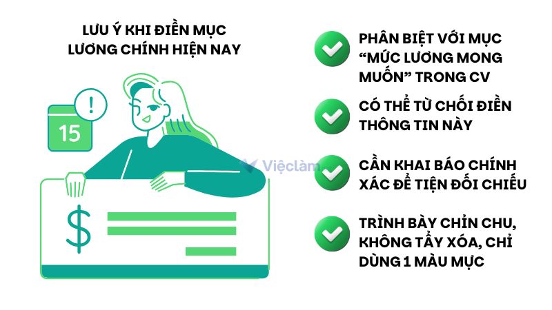 Lưu ý khi điền mục lương chính trong sơ yếu lý lịch