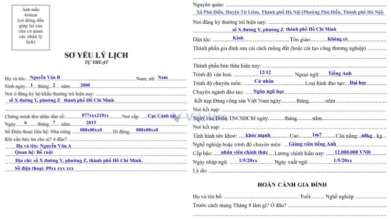 Cách viết mẫu sơ yếu lý lịch theo hướng dẫn trên Vieclam.net