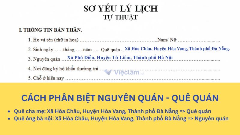 Cách phân biệt nguyên quán và quê quán trong sơ yếu lý lịch 