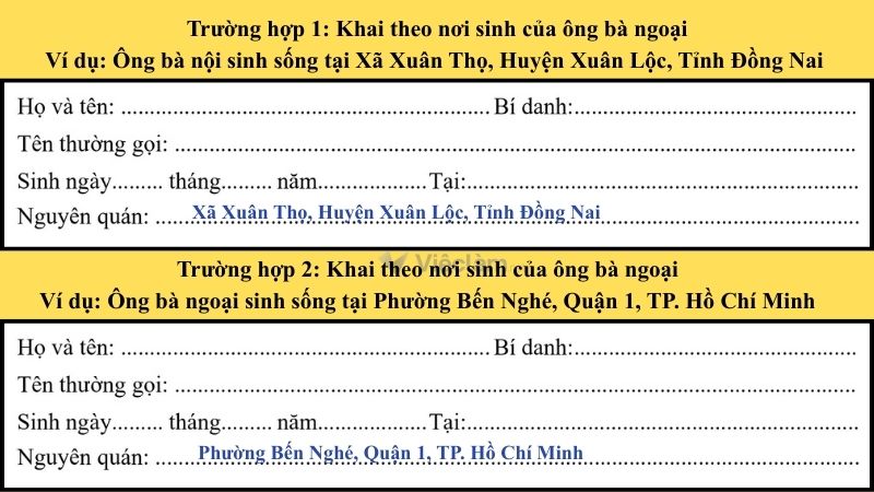 Cách khai nguyên quán theo nguồn gốc ông bà