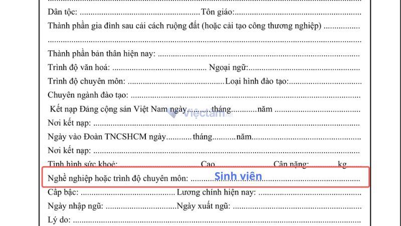 Cách ghi nghề nghiệp trong sơ yếu lý lịch khi bạn còn đi học