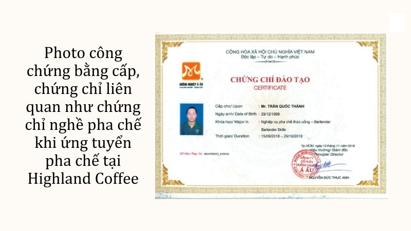 Nộp bản photo công chứng bằng cấp, chứng chỉ liên quan để tăng lợi thế cạnh tranh