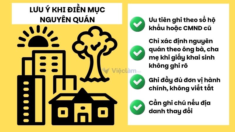 Lưu ý khi điền nguyên quán trong sơ yếu lý lịch