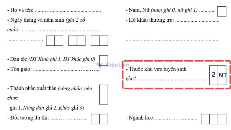 Cách viết khu vực tuyển sinh trong sơ yếu lý lịch