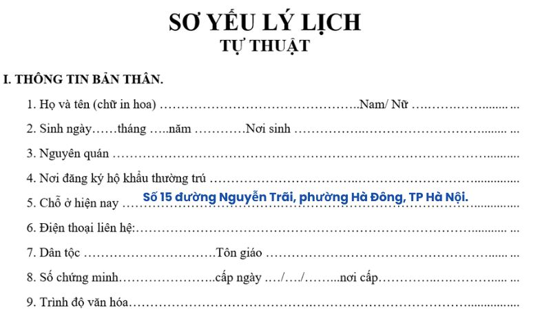 Cách điền chỗ ở hiện nay trong trường hợp nơi ở hiện tại trùng với hộ khẩu thường trú