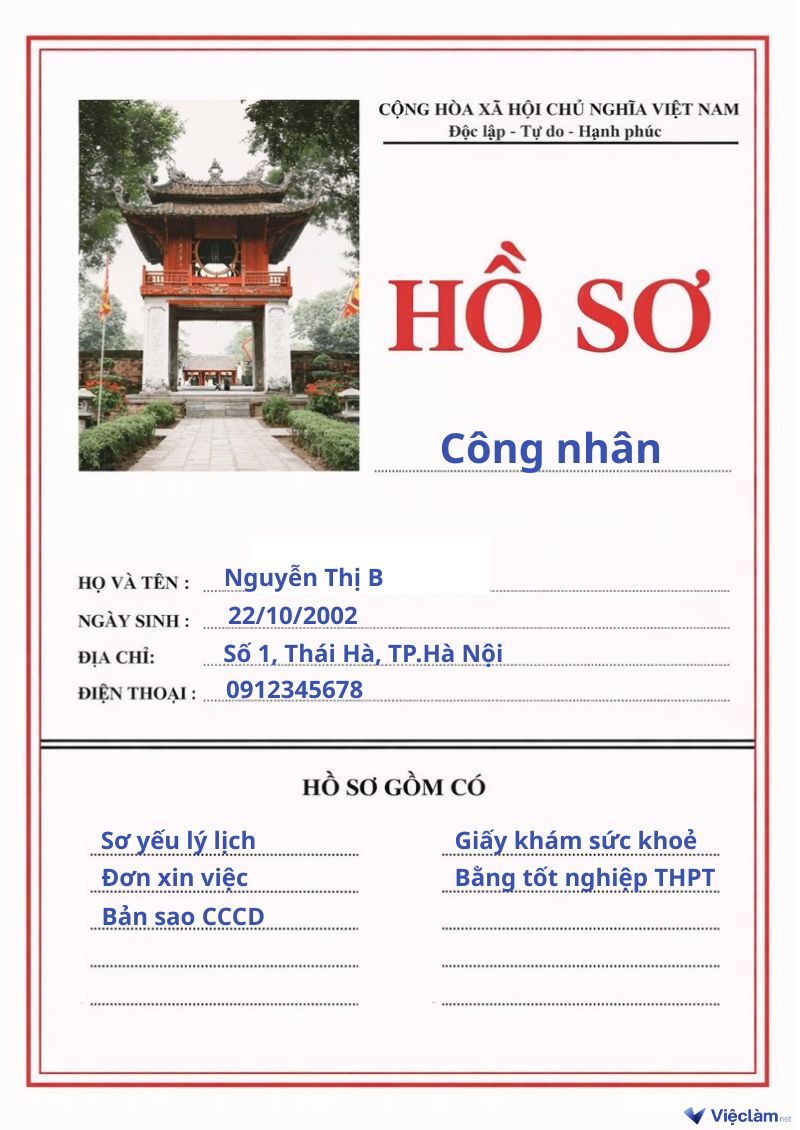 Hồ sơ xin việc làm công nhân
