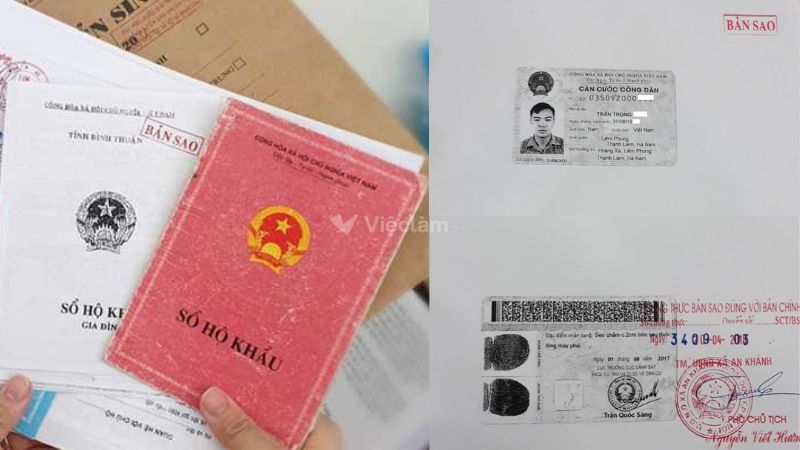 Bản sao CCCD, sổ hộ khẩu có công chứng trong hồ sơ xin việc phục vụ