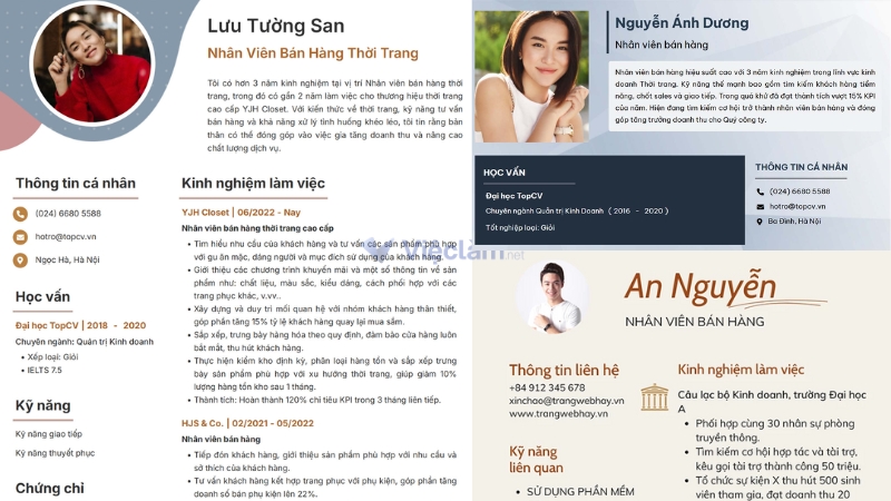 Tham khảo các mẫu CV xin việc nhân viên viên bán hàng