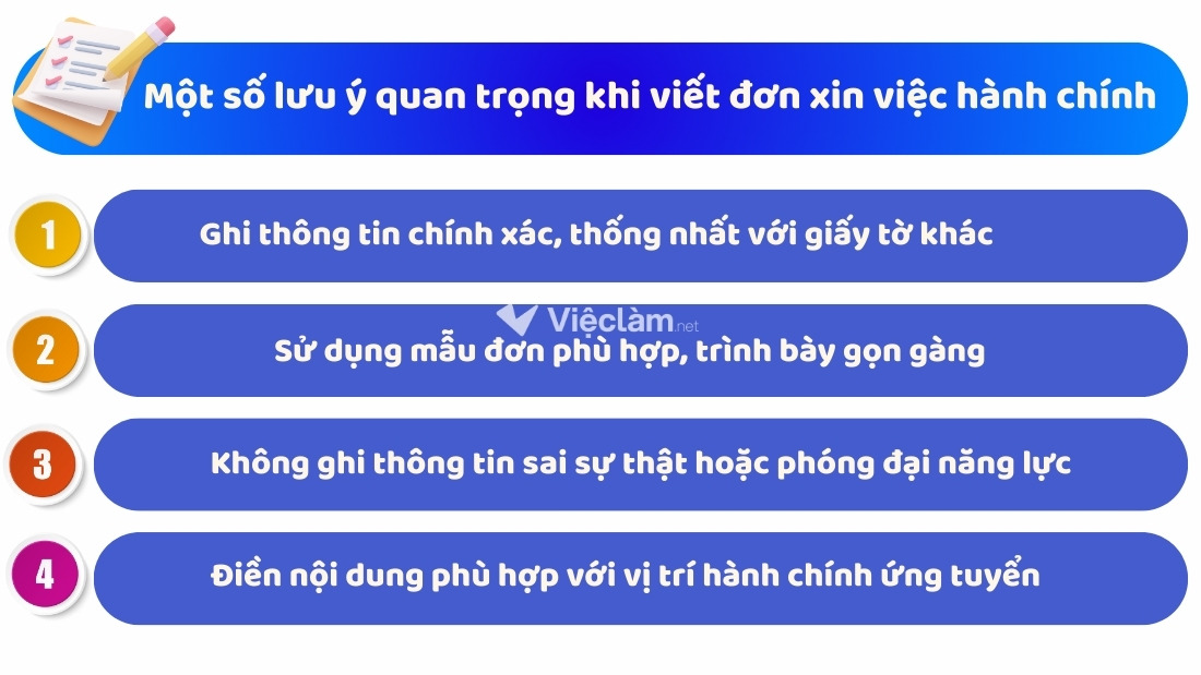 Một số lưu ý quan trọng khi viết đơn xin việc hành chính