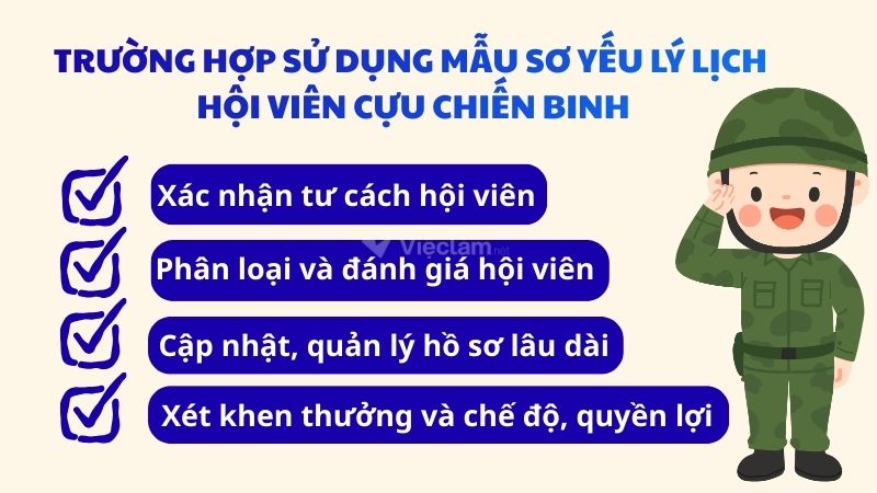 4 Trường hợp sử dụng mẫu sơ yếu lý lịch hội viên cựu chiến binh