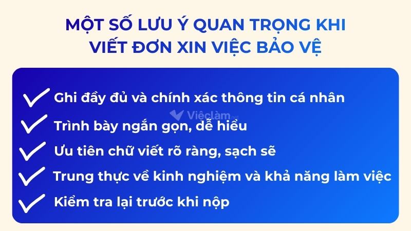 Một số lưu ý quan trọng khi viết đơn xin việc bảo vệ