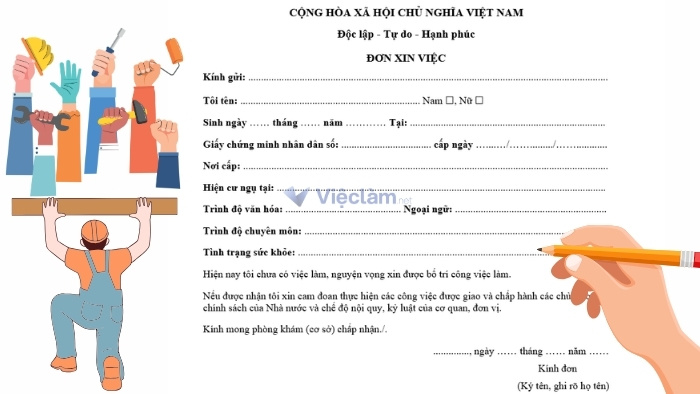 Mẫu đơn xin việc lao động phổ thông