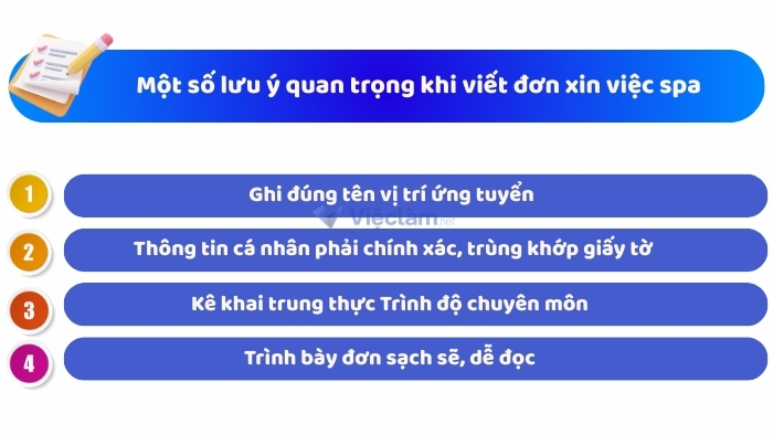 Một số lưu ý quan trọng khi viết đơn xin việc spa