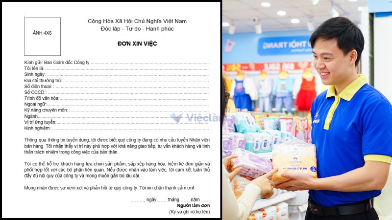 Mẫu đơn xin việc bán hàng