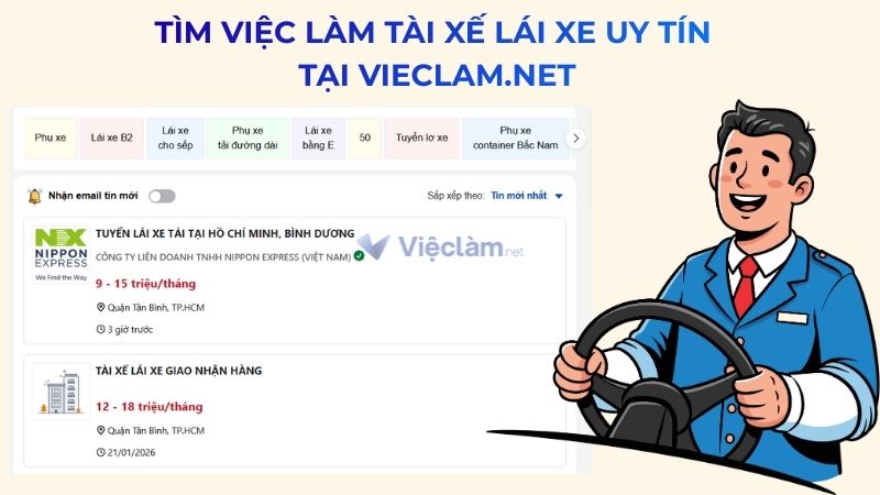 Tìm việc làm tài xế lái xe uy tín tại Vieclam.net