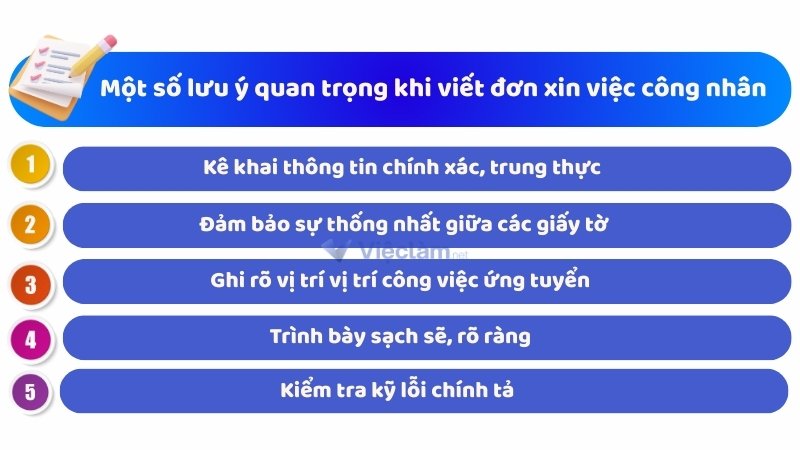 Một số lưu ý khi điền đơn xin việc làm công nhân