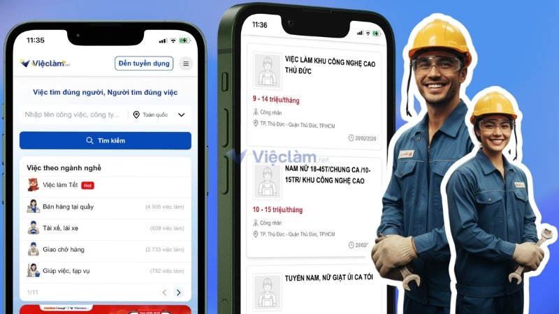 Tìm việc làm công nhân uy tín, lương cao tại Vieclam.net