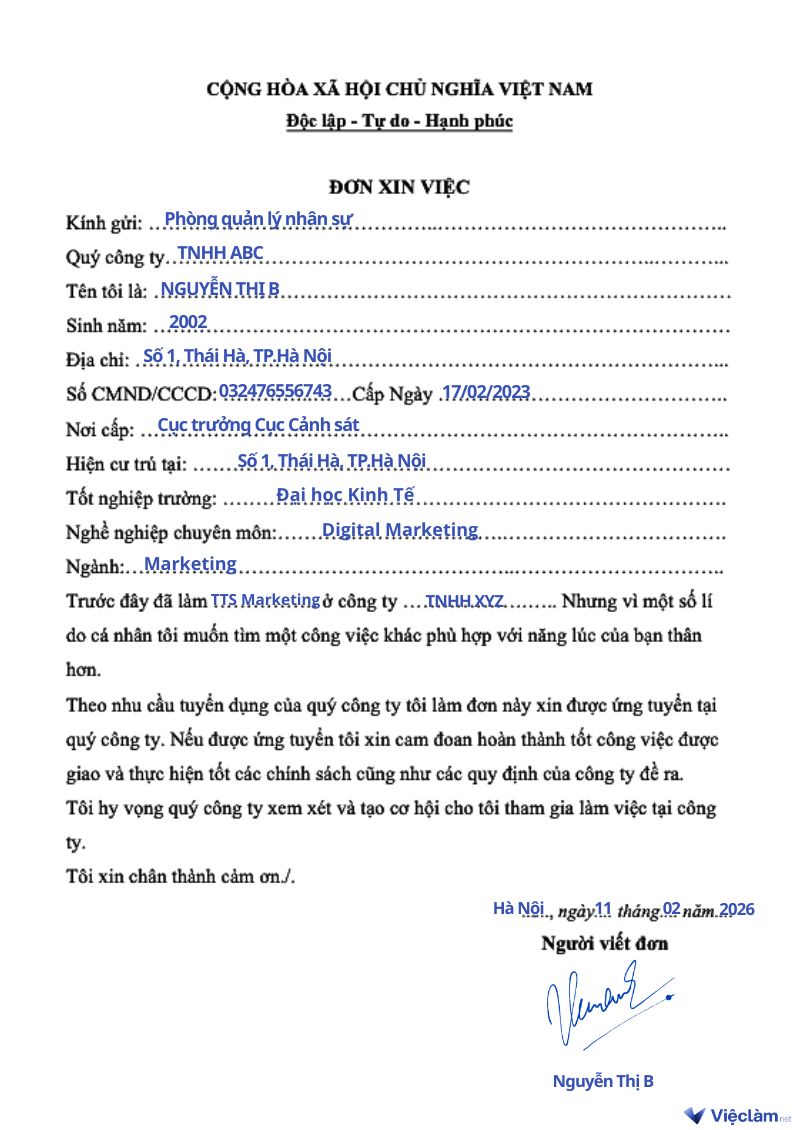 Cách viết đơn xin việc viết tay chi tiết