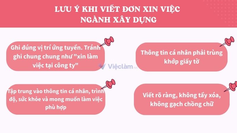 Lưu ý quan trọng khi viết đơn xin việc ngành xây dựng