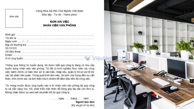 Mẫu đơn xin việc nhân viên văn phòng